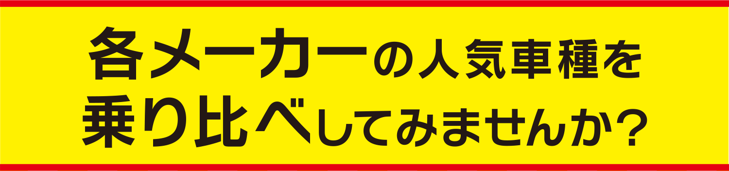 各メーカーの人気車種を乗り比べしてみませんか?